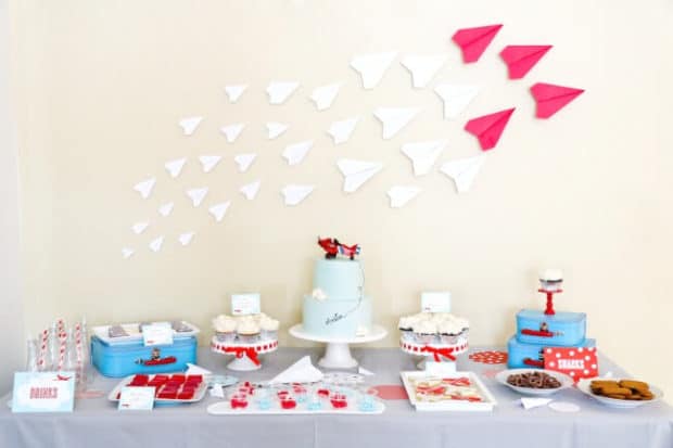 Airplane Themed Birthday Party Dessert Table Ideas