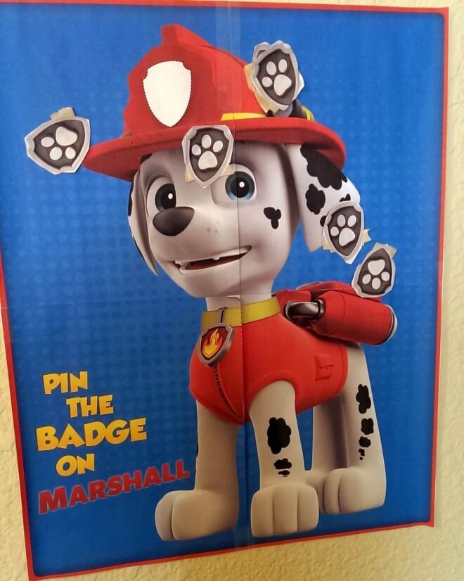 Pin the Badge on Marshall Game for PAW Patrol party