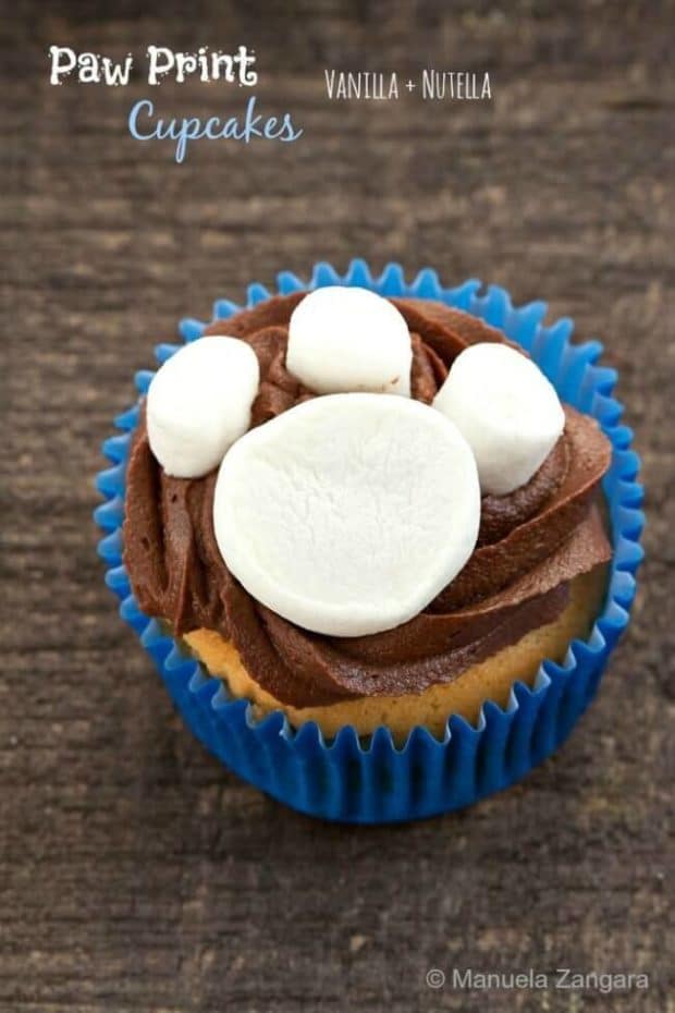 Marshmallow Paw Print Cupcakes