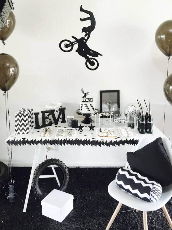 Boys Motor Cross Themed Birthday Party Dessert Table