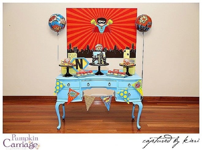 Boys Superhero Themed Birthday Party Dessert Table Ideas