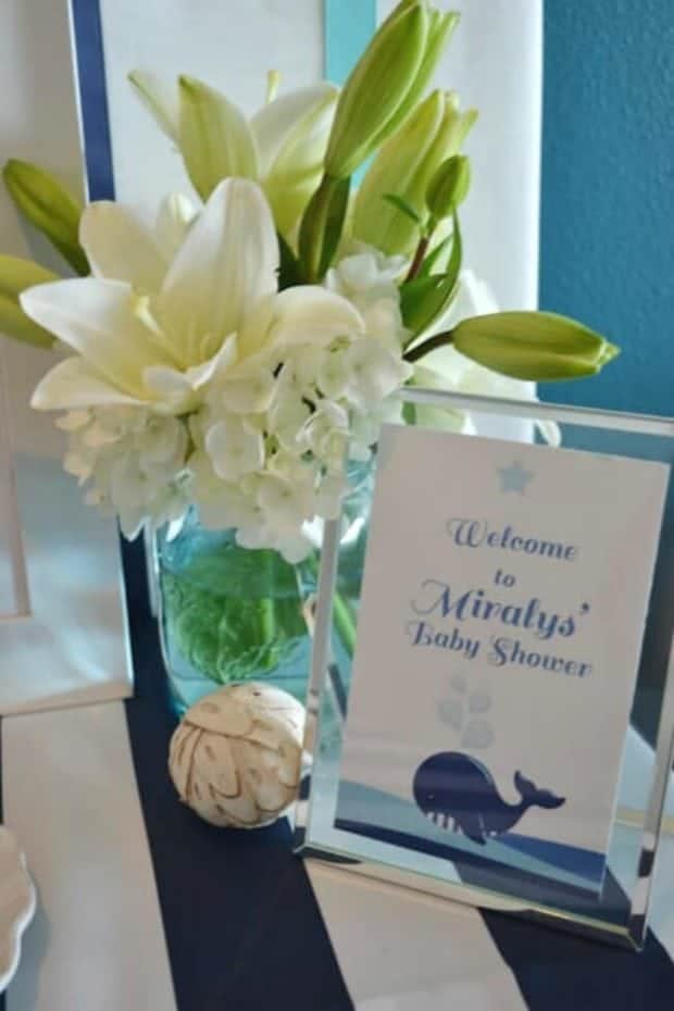 Boys Whale Themed Baby Shower Welcome Sign