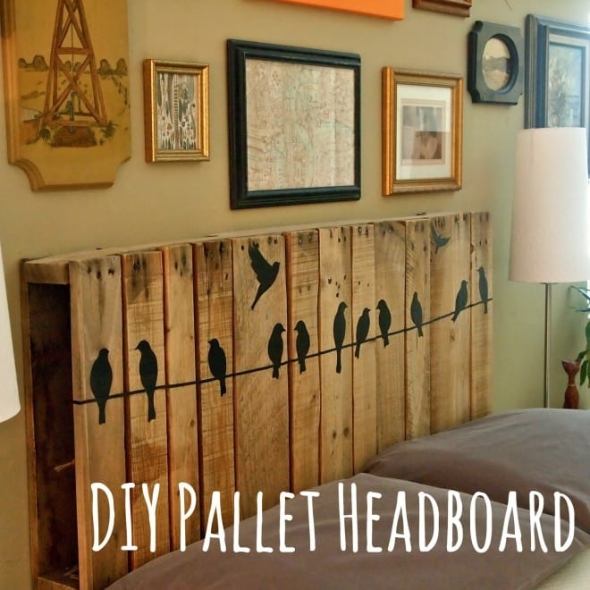 Make your own headboard out of a pallet to give your bedroom a rustic feel.
