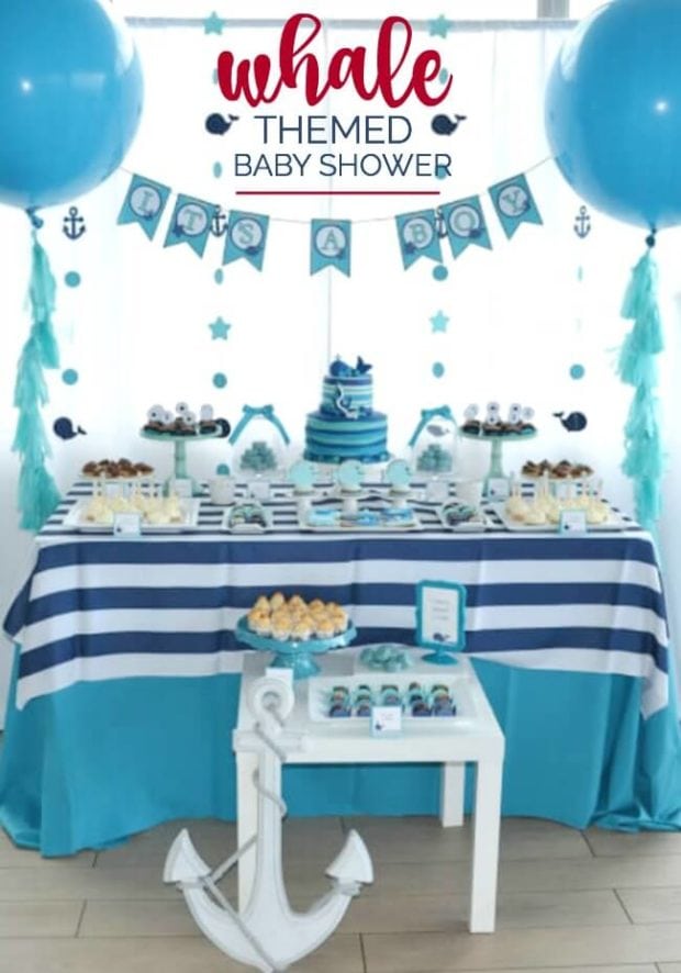 A Boy S Whale Themed Baby Shower Spaceships And Laser Beams