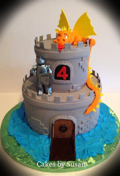 Knight and Dragon Castle Cake