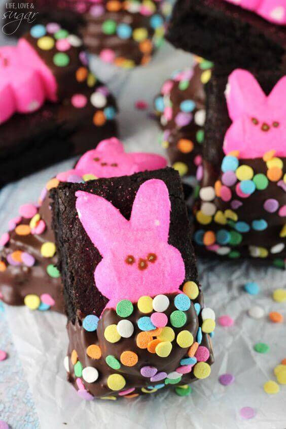 Bunny PEEPS in a Blanket Brownie