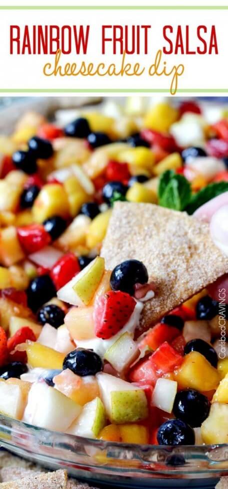 Rainbow Fruit Salsa Cheesecake Dip