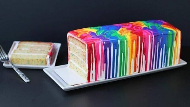 Melted Rainbow Cake