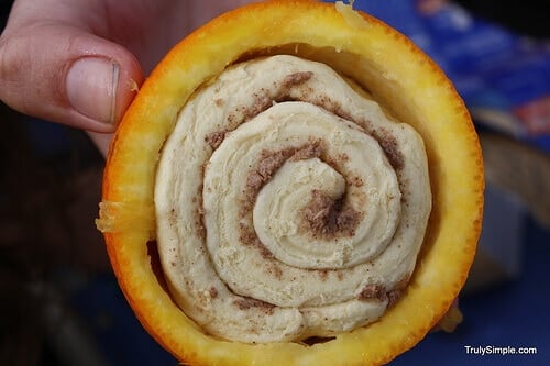 Fuss-free tasty breakfast treats - these orange cinnamon rolls are a great treat for home or camping.