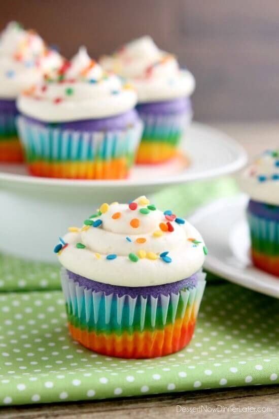 Layered Rainbow Cupcakes