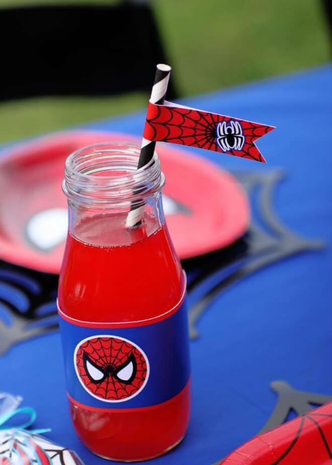 Spiderman beverages are fun and keep your guests refreshed