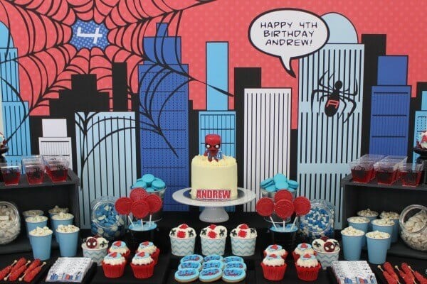 This amazing Spiderman dessert table is inspirational and will have guests almost too flabbergasted to enjoy the treats.