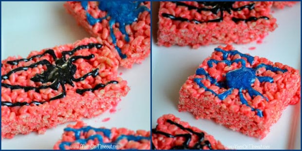 Red Spiderman Rice Krispy Treats are perfect superhero party foods