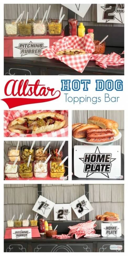 Baseball Themed Hot Dog Toppings Bar
