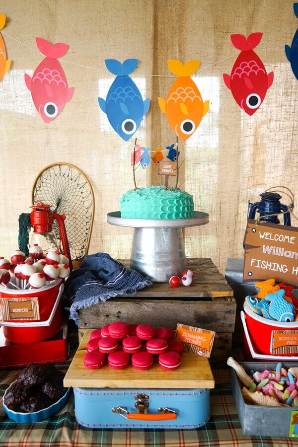 Boy's Gone Fishing Birthday Party Dessert Table