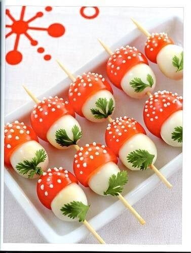 These toadstool appetizers are perfect for a Mario Bros party.