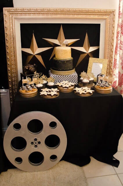 Boys Hollywood Birthday party dessert Table Decorations