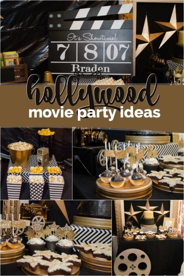 film reel centerpieces  Hollywood party theme, Movie themed party