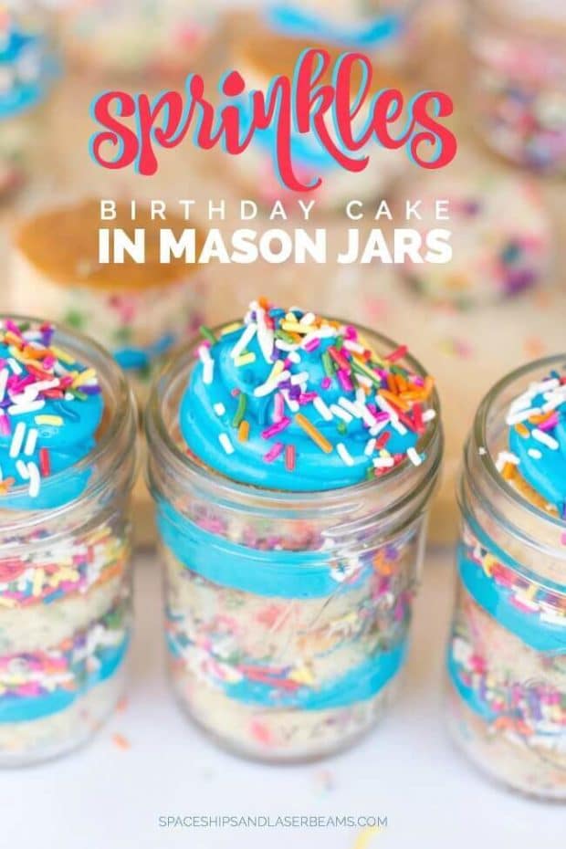 Sprinkles Birthday Cake in Mason Jars