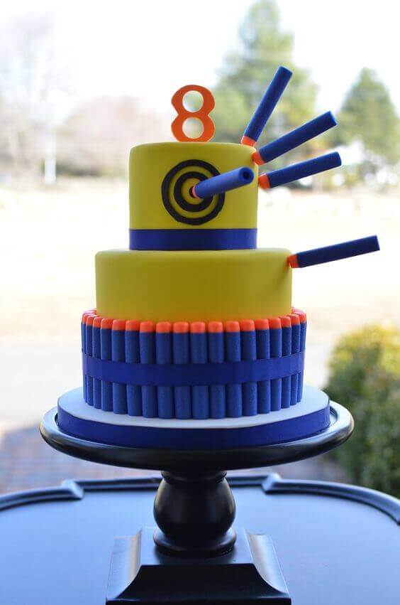 NERF Happy Birthday Bullseye NERF Logo Edible Cake Topper Image