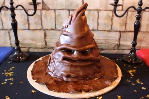 This magical Sorting Hat Cake will impress guests at a Harry Potter Hogwarts party.
