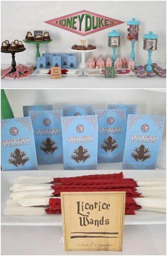 For the ultimate treat, set up your own DIY Honeydukes Sweet Shop for a perfect Harry Potter dessert table.