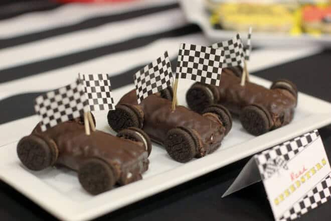 Boys Vintage Racing Party Food Brownie Ideas