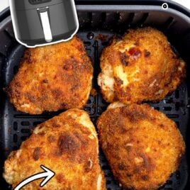 close up overhead shot of (Not Fried) Fried Chicken Recipe in a air fryer