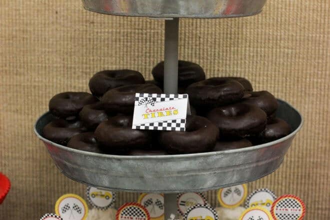 Pinewood Derby Themed Party Food Donut Tires
