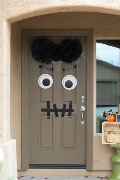 Fun Halloween Front Door Ideas - Spaceships and Laser Beams