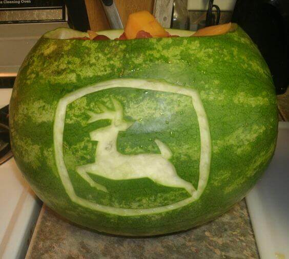 John Deere Tractor Party Carved Watermelon