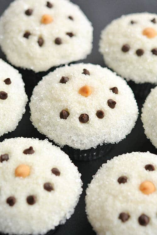 Snowman Face Cupcakes