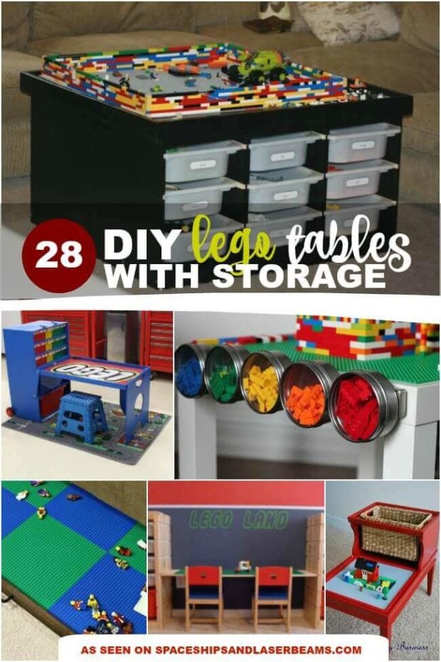 big lego table with storage