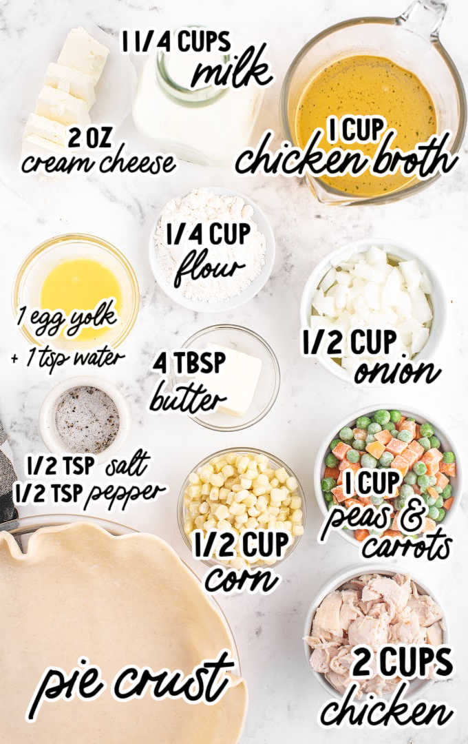 Chicken Pot Pie raw ingredients that are labeled