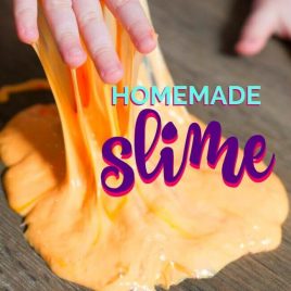 A cutting board with a cake, with Slime