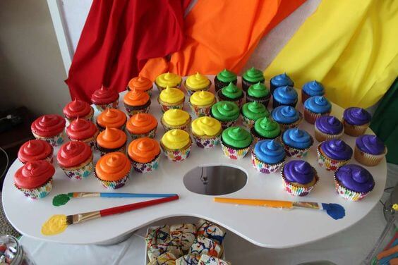 paint palette cupcakes