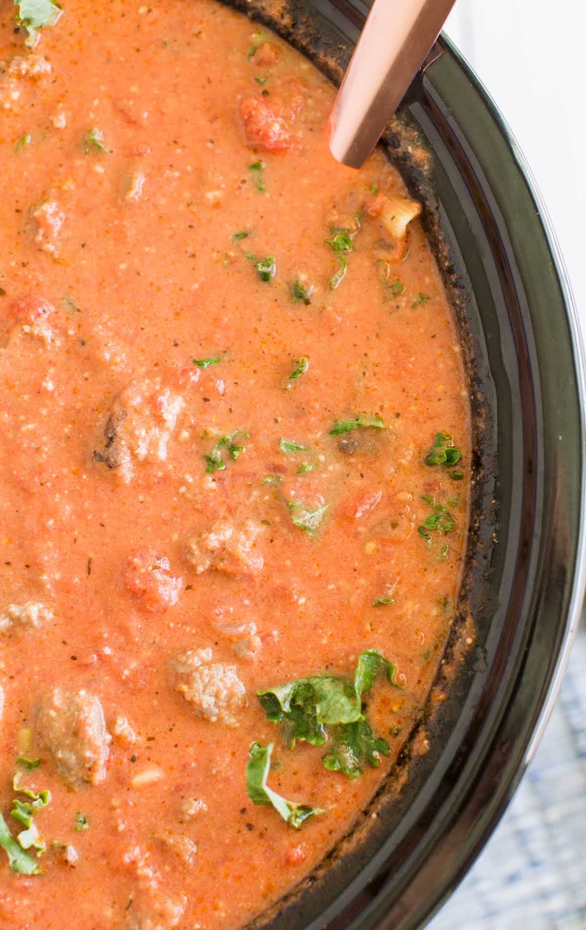Tuscan Soup in a slow cooker