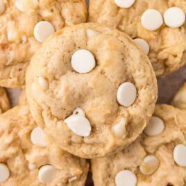 overhead shot of a bunch of White Chocolate Chip Cookies