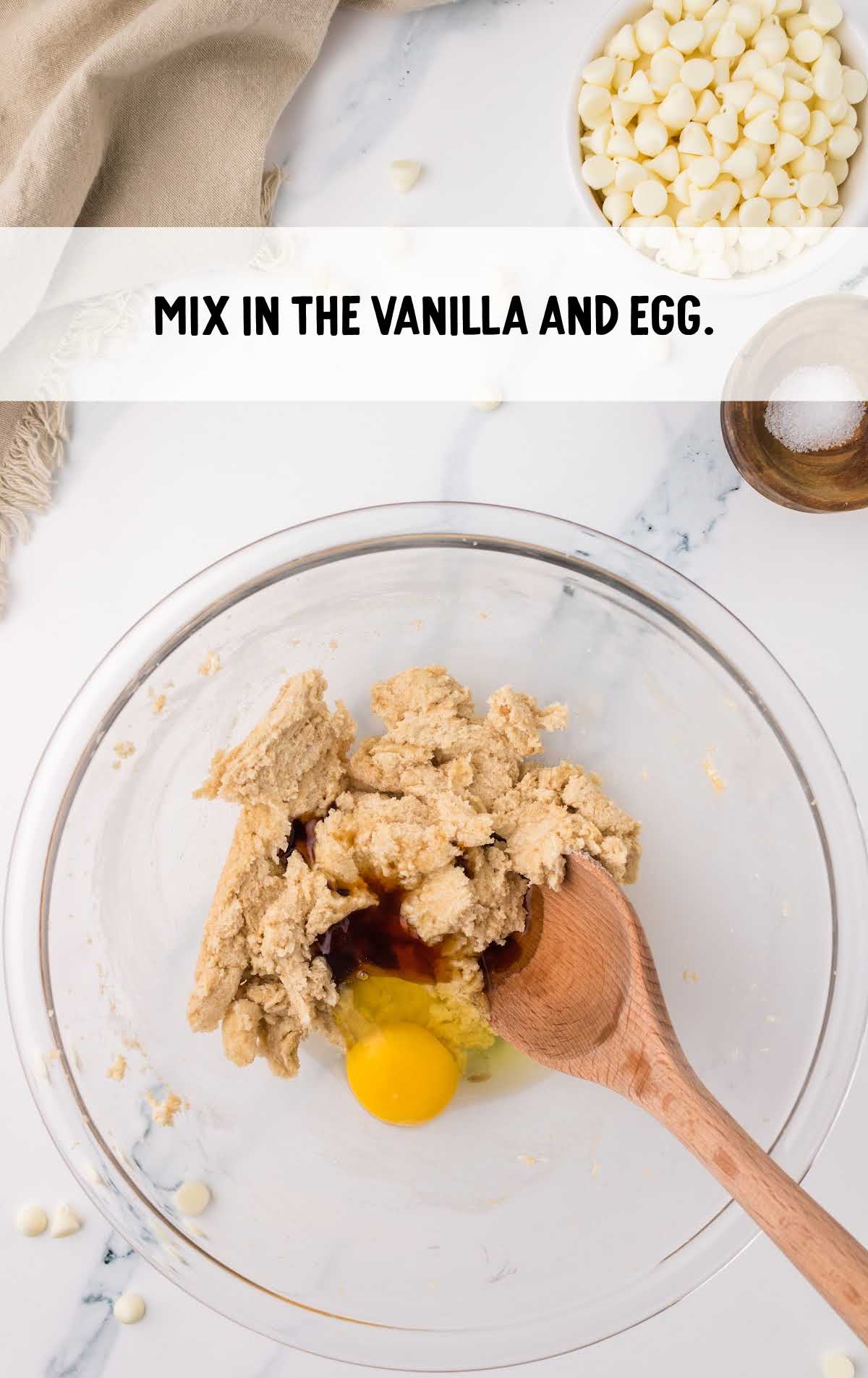 vanilla and egg combined in a bowl
