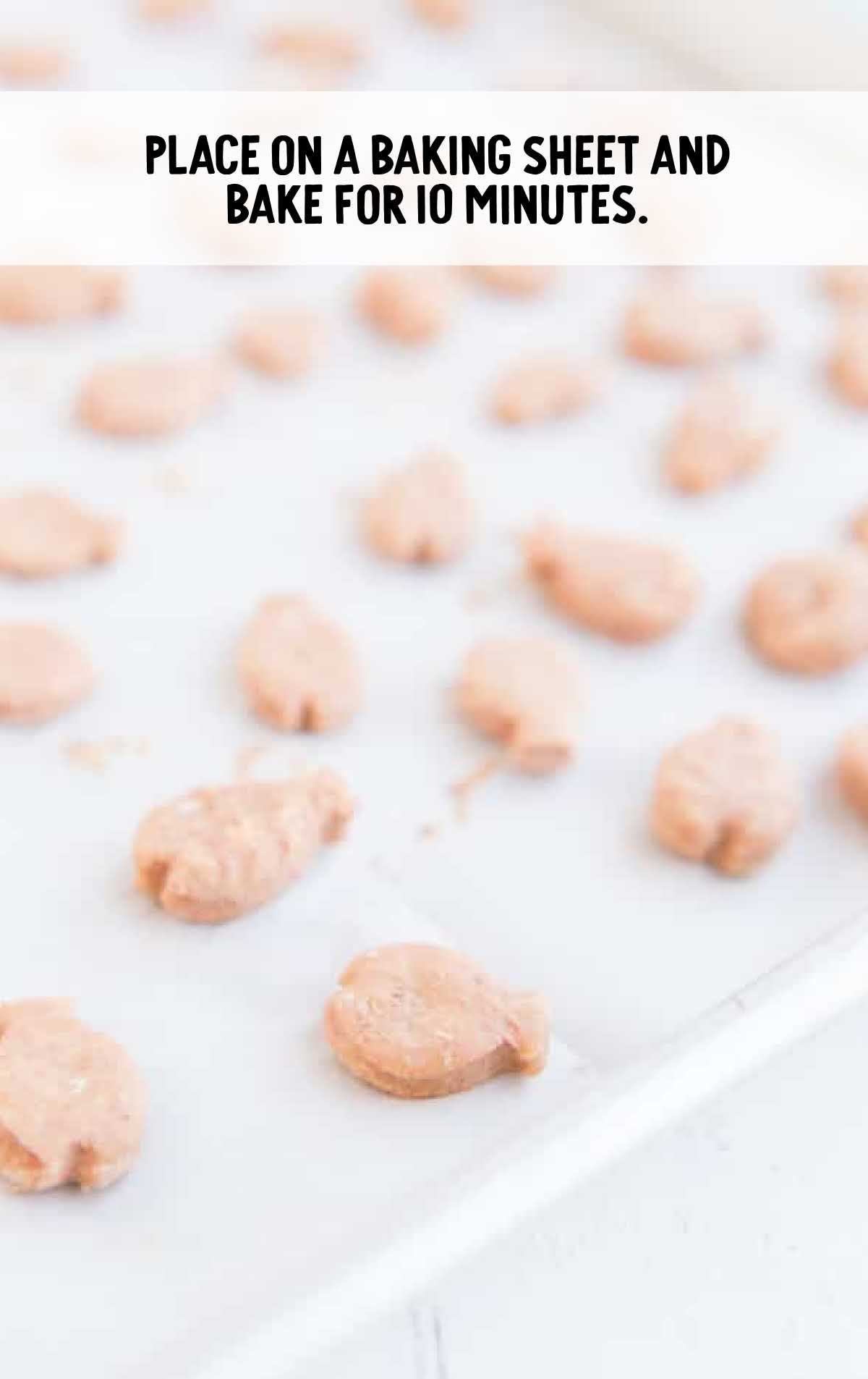 cat treats placed on a baking sheet