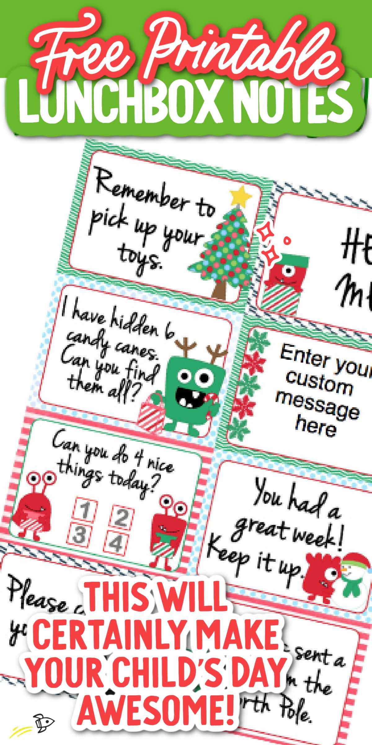 7 Free Printable Christmas Lunchbox Notes - Spaceships and Laser Beams
