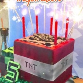 Minecraft Birthday Party : TNT Sparkler Cake