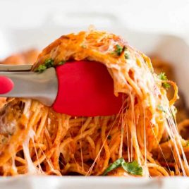 A close up of food, with Spaghetti