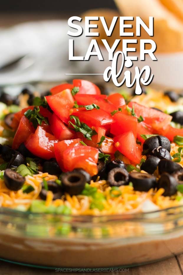 Seven Layer Dip in a Clear Dish