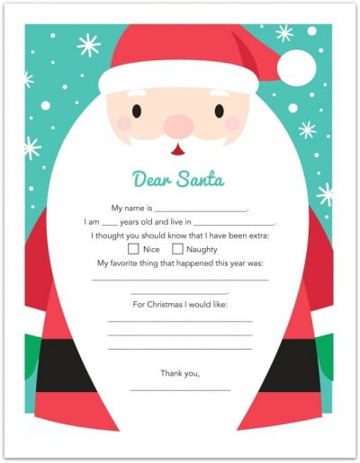 Free Printable Letters To Santa Templates - Spaceships and Laser Beams