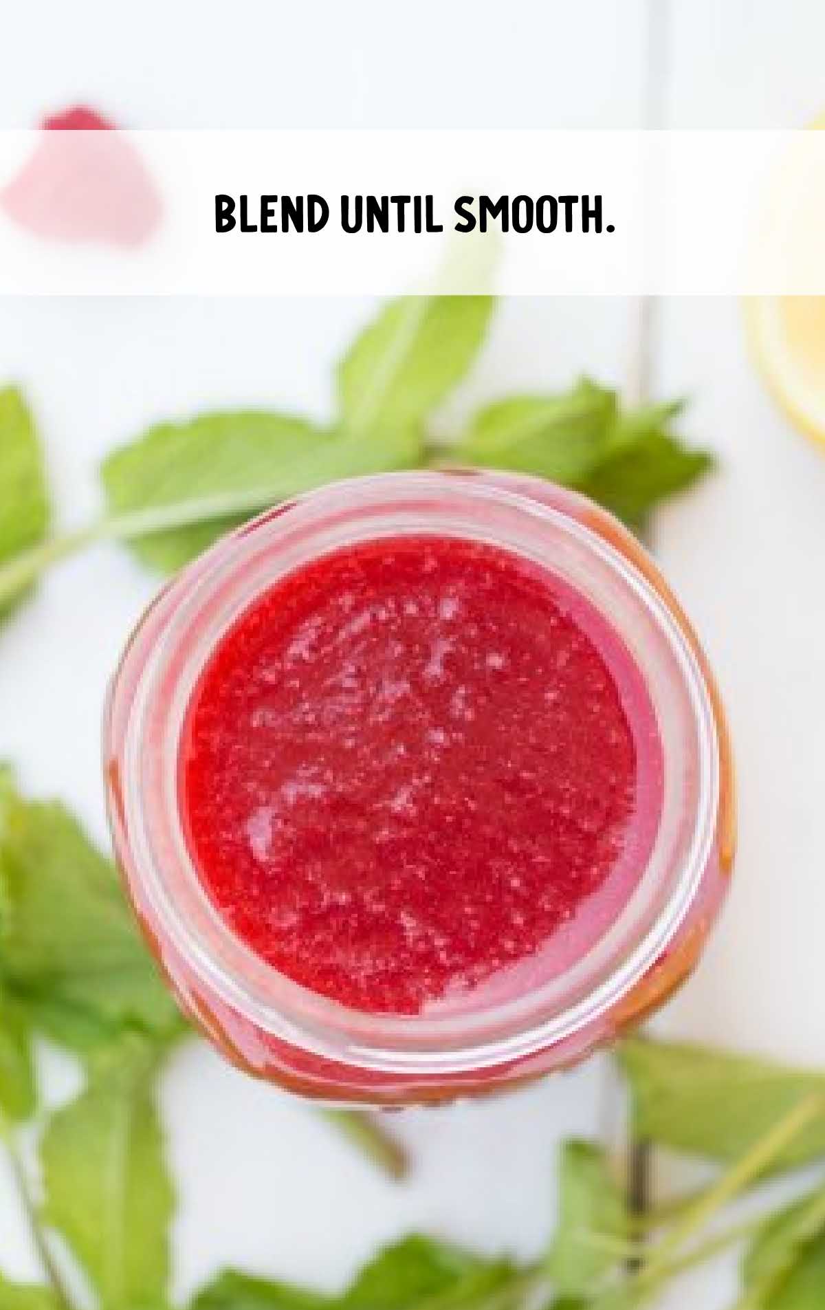 raspberry mixture blended and placed in a jar