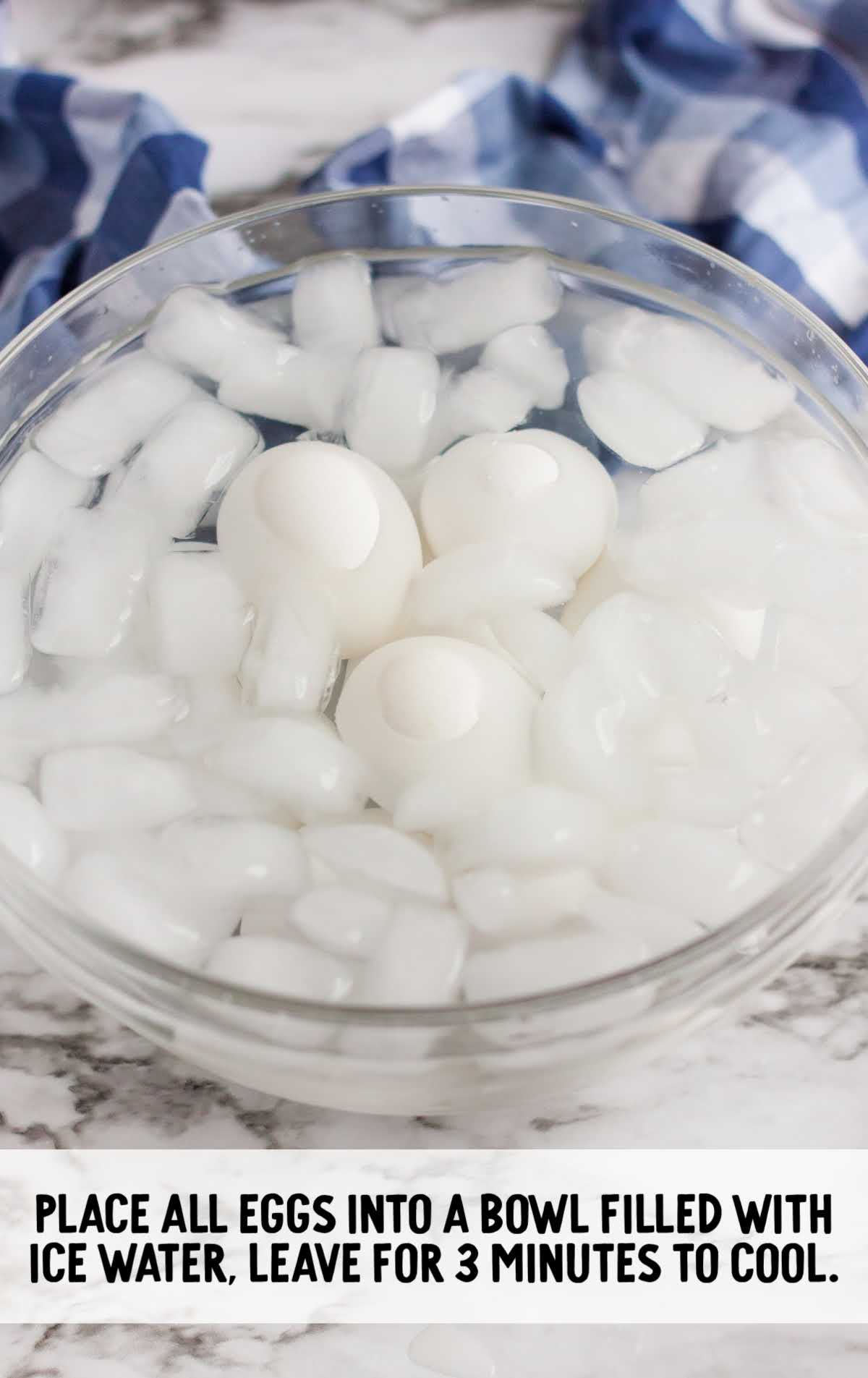 eggs placed in a bowl of ice cold water