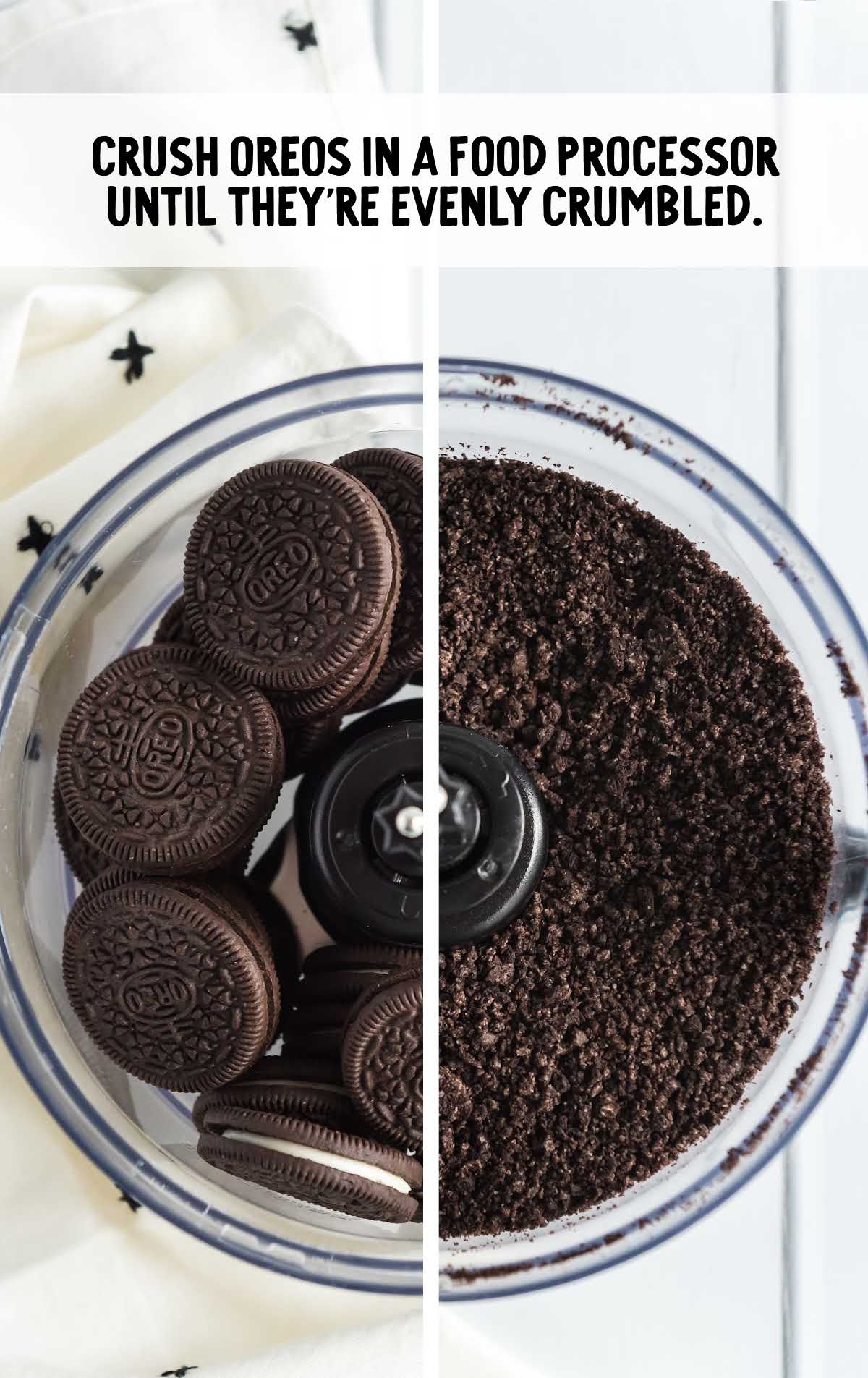 Oreos crushed in a food processor