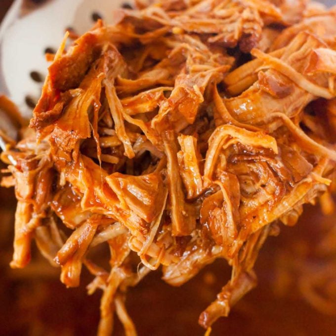 close up shot of Instant Pot Pulled Pork