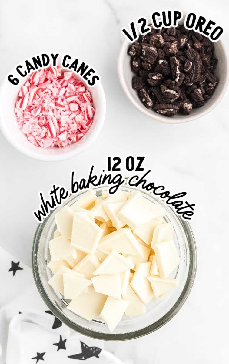 Oreo Peppermint Bark raw ingredients that are labeled